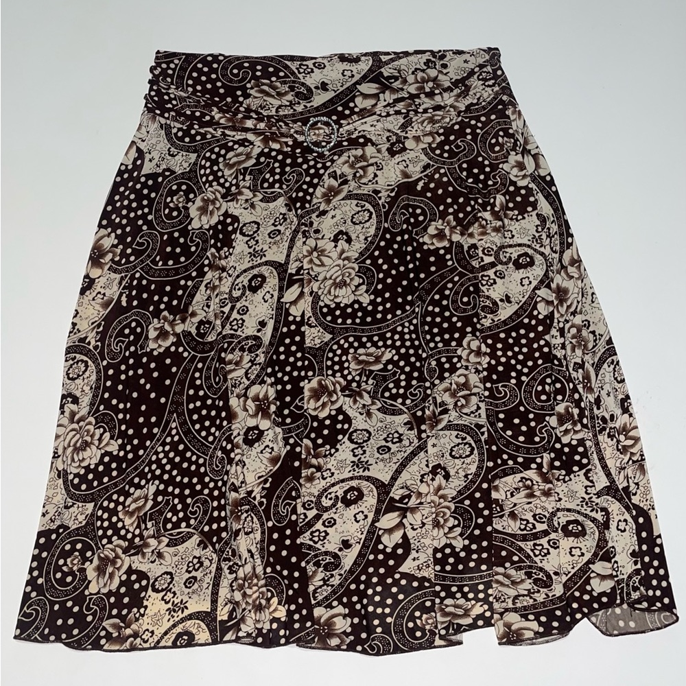 Vintage pleated and flowy Cal Fashion polka dotted midi skirt
